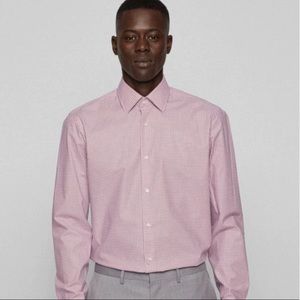 EUC Hugo Boss French Cuff Checked Button Down Dress Shirt